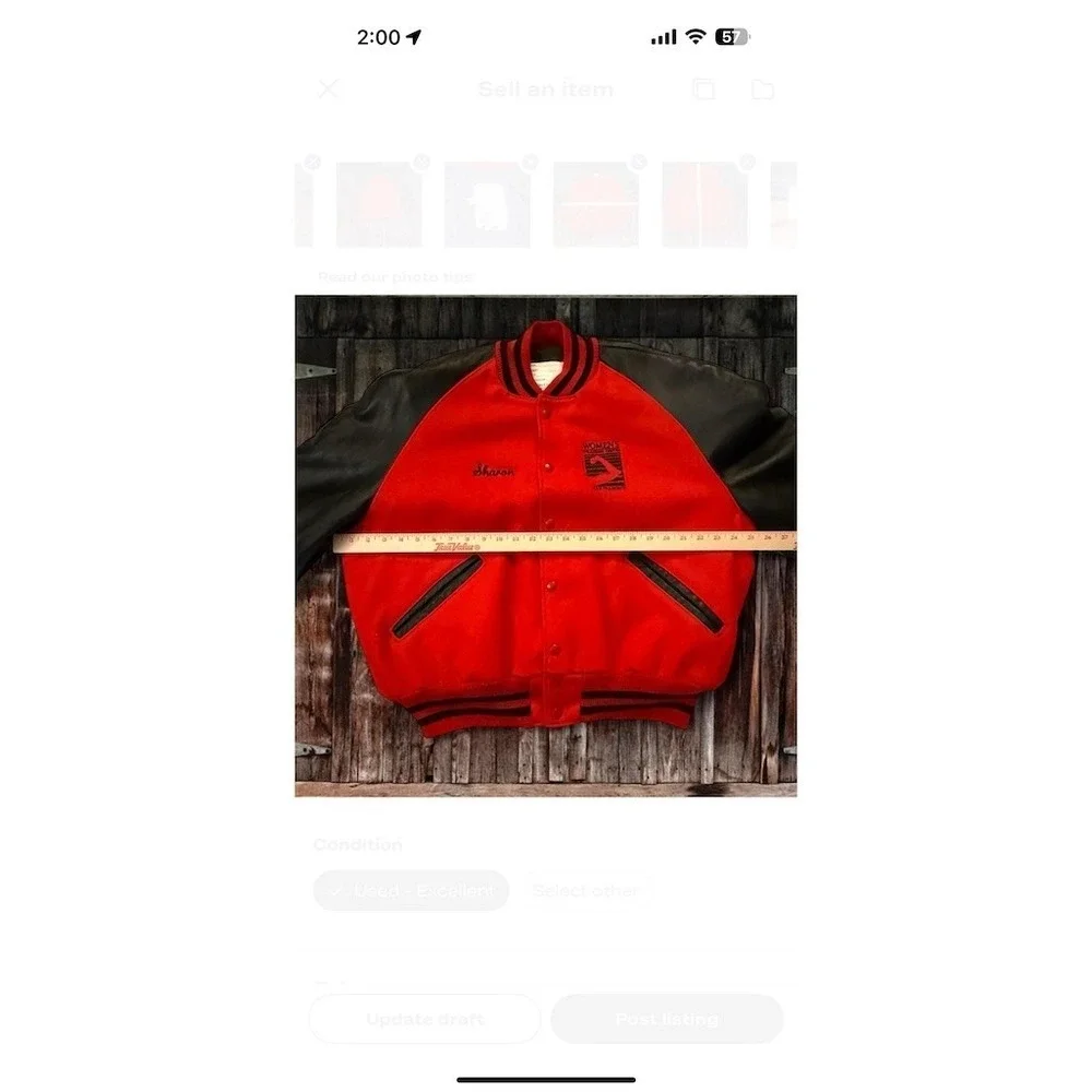 Vintage DeLONG Varsity‎ Jacket Mens Size 44 Red San Francisco Letterman